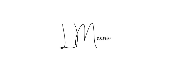 How to make L Meena name signature. Use Andilay-7BmLP style for creating short signs online. This is the latest handwritten sign. L Meena signature style 4 images and pictures png