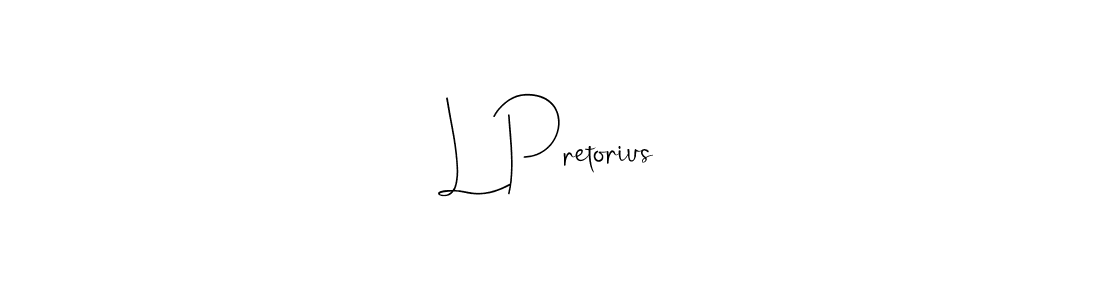 The best way (Andilay-7BmLP) to make a short signature is to pick only two or three words in your name. The name L Pretorius include a total of six letters. For converting this name. L Pretorius signature style 4 images and pictures png