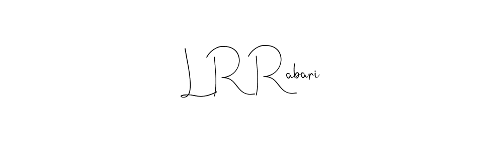 if you are searching for the best signature style for your name L R Rabari. so please give up your signature search. here we have designed multiple signature styles  using Andilay-7BmLP. L R Rabari signature style 4 images and pictures png