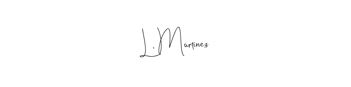 How to make L. Martínez name signature. Use Andilay-7BmLP style for creating short signs online. This is the latest handwritten sign. L. Martínez signature style 4 images and pictures png