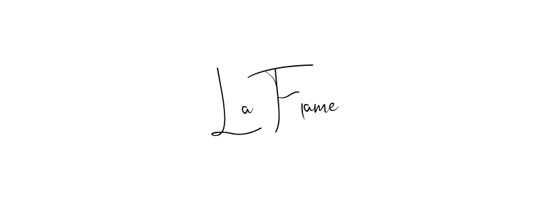 if you are searching for the best signature style for your name La Flame. so please give up your signature search. here we have designed multiple signature styles  using Andilay-7BmLP. La Flame signature style 4 images and pictures png