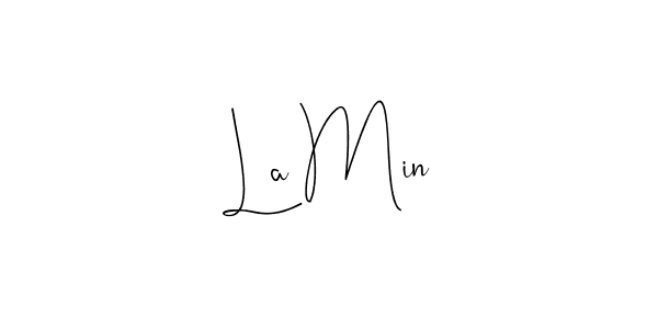 if you are searching for the best signature style for your name La Min. so please give up your signature search. here we have designed multiple signature styles  using Andilay-7BmLP. La Min signature style 4 images and pictures png