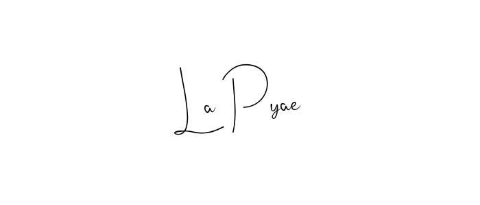 Use a signature maker to create a handwritten signature online. With this signature software, you can design (Andilay-7BmLP) your own signature for name La Pyae. La Pyae signature style 4 images and pictures png