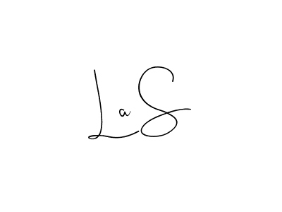 if you are searching for the best signature style for your name La S. so please give up your signature search. here we have designed multiple signature styles  using Andilay-7BmLP. La S signature style 4 images and pictures png