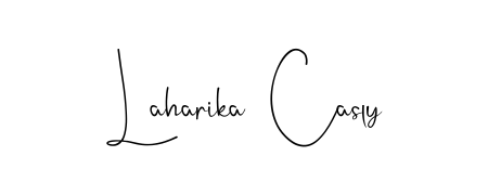 Give your name Laharika  Casly an exquisite flair with the Andilay-7BmLP script font. Ideal for contracts, resumes, and formal letterheads. Laharika  Casly signature style 4 images and pictures png