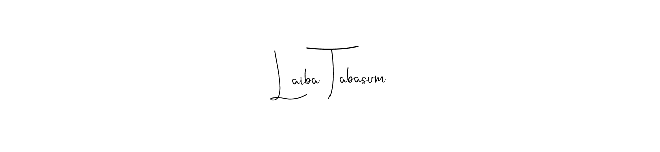 How to make Laiba Tabasum name signature. Use Andilay-7BmLP style for creating short signs online. This is the latest handwritten sign. Laiba Tabasum signature style 4 images and pictures png
