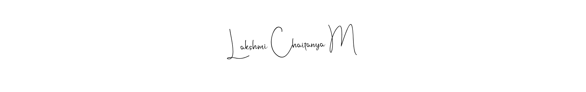 if you are searching for the best signature style for your name Lakshmi Chaitanya M. so please give up your signature search. here we have designed multiple signature styles  using Andilay-7BmLP. Lakshmi Chaitanya M signature style 4 images and pictures png