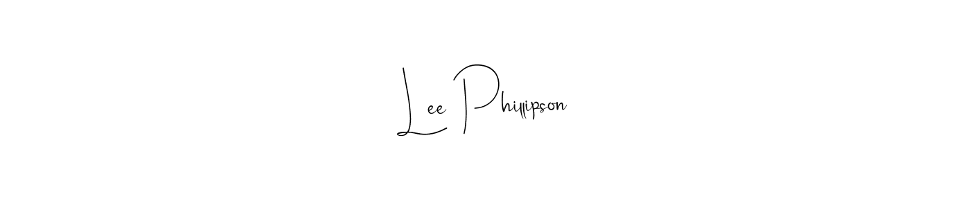 How to make Lee Phillipson name signature. Use Andilay-7BmLP style for creating short signs online. This is the latest handwritten sign. Lee Phillipson signature style 4 images and pictures png