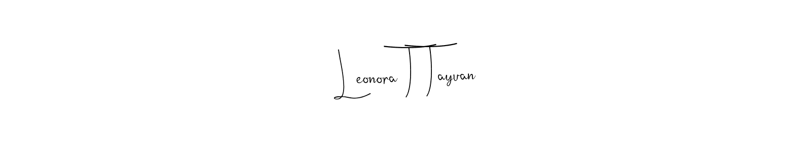 Andilay-7BmLP is a professional signature style that is perfect for those who want to add a touch of class to their signature. It is also a great choice for those who want to make their signature more unique. Get Leonora T Tayuan name to fancy signature for free. Leonora T Tayuan signature style 4 images and pictures png