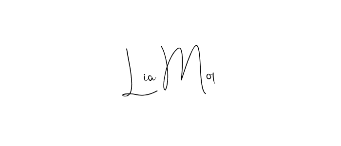 if you are searching for the best signature style for your name Lia Mol. so please give up your signature search. here we have designed multiple signature styles  using Andilay-7BmLP. Lia Mol signature style 4 images and pictures png