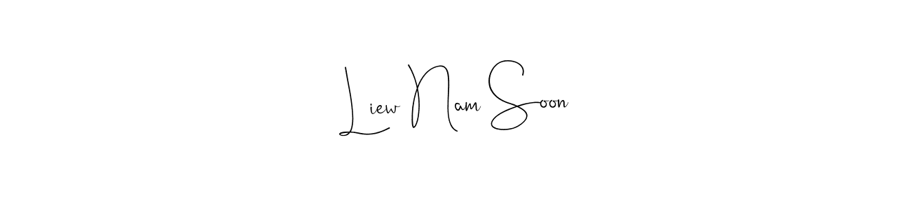 if you are searching for the best signature style for your name Liew Nam Soon. so please give up your signature search. here we have designed multiple signature styles  using Andilay-7BmLP. Liew Nam Soon signature style 4 images and pictures png
