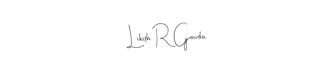 if you are searching for the best signature style for your name Likith R Gowda. so please give up your signature search. here we have designed multiple signature styles  using Andilay-7BmLP. Likith R Gowda signature style 4 images and pictures png