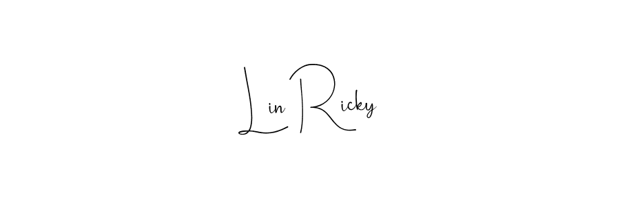 How to make Lin Ricky name signature. Use Andilay-7BmLP style for creating short signs online. This is the latest handwritten sign. Lin Ricky signature style 4 images and pictures png