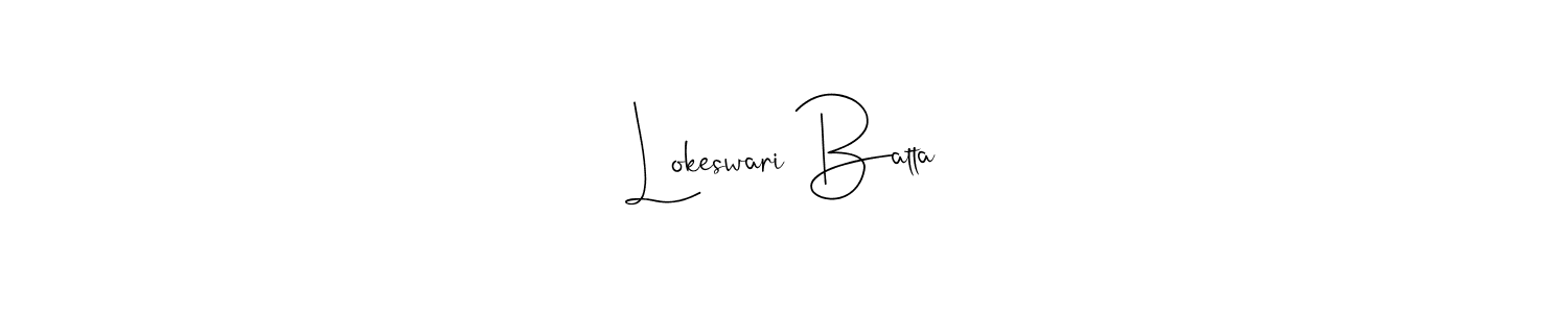 This is the best signature style for the Lokeswari Batta name. Also you like these signature font (Andilay-7BmLP). Mix name signature. Lokeswari Batta signature style 4 images and pictures png