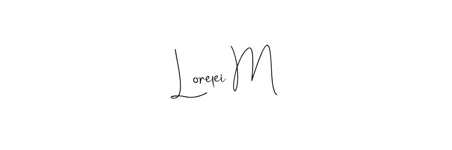 if you are searching for the best signature style for your name Lorelei M. so please give up your signature search. here we have designed multiple signature styles  using Andilay-7BmLP. Lorelei M signature style 4 images and pictures png