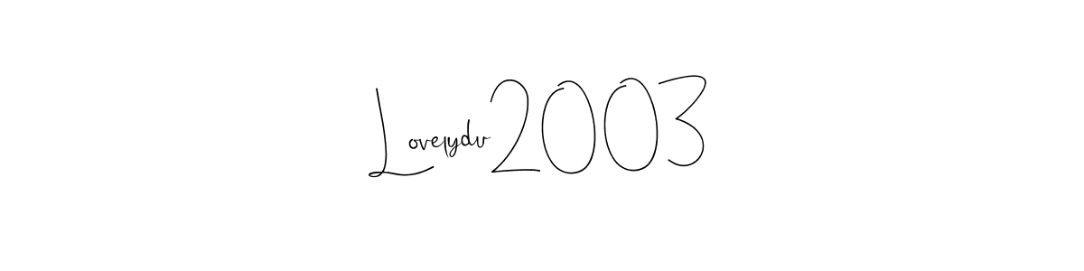 How to make Lovelydu2003 name signature. Use Andilay-7BmLP style for creating short signs online. This is the latest handwritten sign. Lovelydu2003 signature style 4 images and pictures png