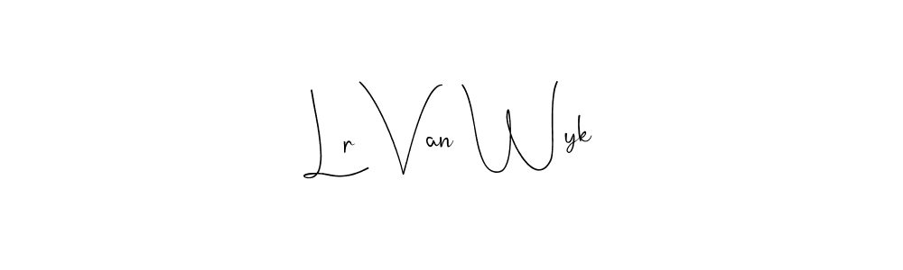 How to make Lr Van Wyk name signature. Use Andilay-7BmLP style for creating short signs online. This is the latest handwritten sign. Lr Van Wyk signature style 4 images and pictures png