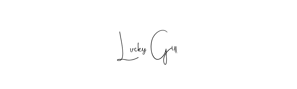 Make a beautiful signature design for name Lucky Gill. With this signature (Andilay-7BmLP) style, you can create a handwritten signature for free. Lucky Gill signature style 4 images and pictures png