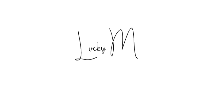 Use a signature maker to create a handwritten signature online. With this signature software, you can design (Andilay-7BmLP) your own signature for name Lucky M. Lucky M signature style 4 images and pictures png