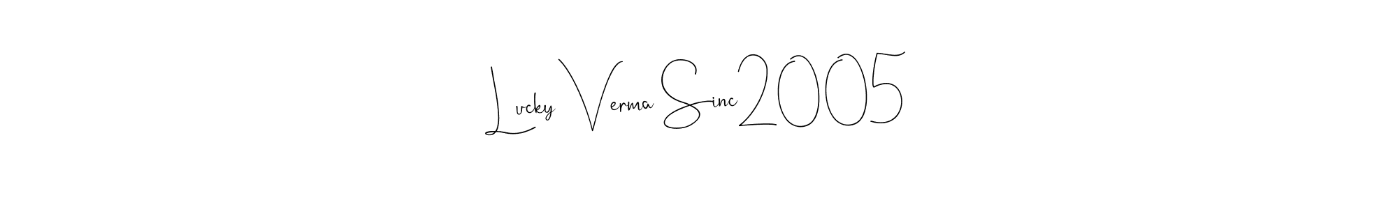 This is the best signature style for the Lucky Verma Sinc2005 name. Also you like these signature font (Andilay-7BmLP). Mix name signature. Lucky Verma Sinc2005 signature style 4 images and pictures png