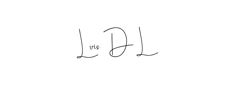 How to make Luis D L name signature. Use Andilay-7BmLP style for creating short signs online. This is the latest handwritten sign. Luis D L signature style 4 images and pictures png