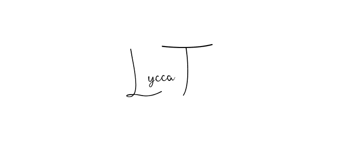if you are searching for the best signature style for your name Lycca T. so please give up your signature search. here we have designed multiple signature styles  using Andilay-7BmLP. Lycca T signature style 4 images and pictures png