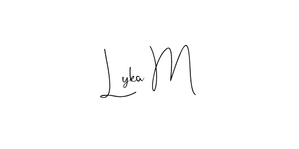 if you are searching for the best signature style for your name Lyka M. so please give up your signature search. here we have designed multiple signature styles  using Andilay-7BmLP. Lyka M signature style 4 images and pictures png