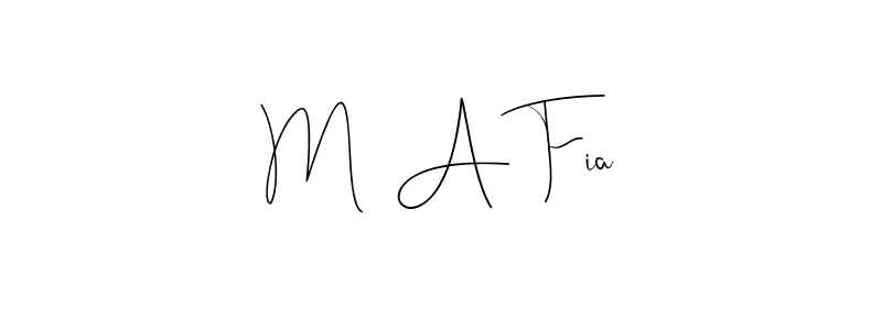 if you are searching for the best signature style for your name M  A Fia. so please give up your signature search. here we have designed multiple signature styles  using Andilay-7BmLP. M  A Fia signature style 4 images and pictures png