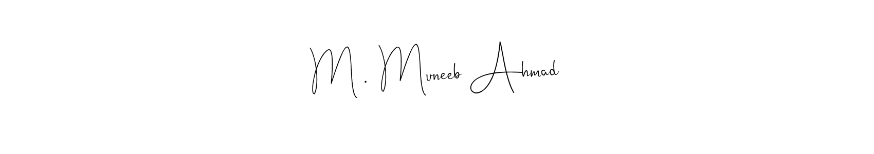 Andilay-7BmLP is a professional signature style that is perfect for those who want to add a touch of class to their signature. It is also a great choice for those who want to make their signature more unique. Get M .  Muneeb Ahmad name to fancy signature for free. M .  Muneeb Ahmad signature style 4 images and pictures png
