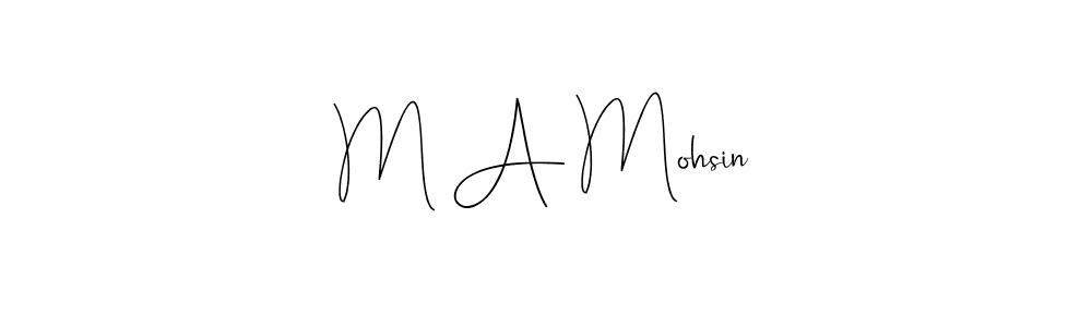 Andilay-7BmLP is a professional signature style that is perfect for those who want to add a touch of class to their signature. It is also a great choice for those who want to make their signature more unique. Get M A Mohsin name to fancy signature for free. M A Mohsin signature style 4 images and pictures png