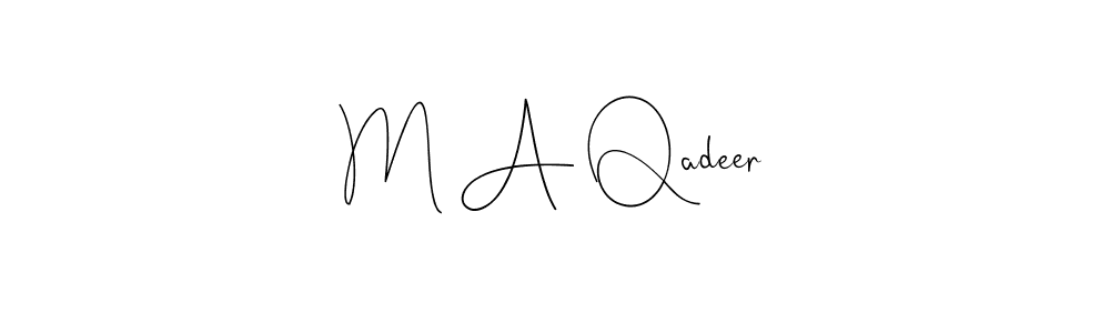 Use a signature maker to create a handwritten signature online. With this signature software, you can design (Andilay-7BmLP) your own signature for name M A Qadeer. M A Qadeer signature style 4 images and pictures png