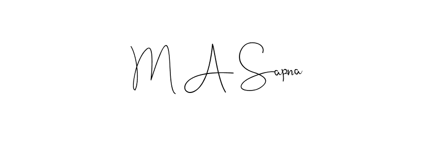 How to make M A Sapna name signature. Use Andilay-7BmLP style for creating short signs online. This is the latest handwritten sign. M A Sapna signature style 4 images and pictures png