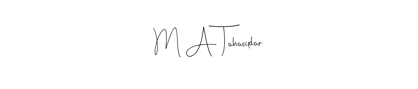 Use a signature maker to create a handwritten signature online. With this signature software, you can design (Andilay-7BmLP) your own signature for name M A Tahasildar. M A Tahasildar signature style 4 images and pictures png