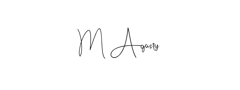 How to make M Agasty name signature. Use Andilay-7BmLP style for creating short signs online. This is the latest handwritten sign. M Agasty signature style 4 images and pictures png