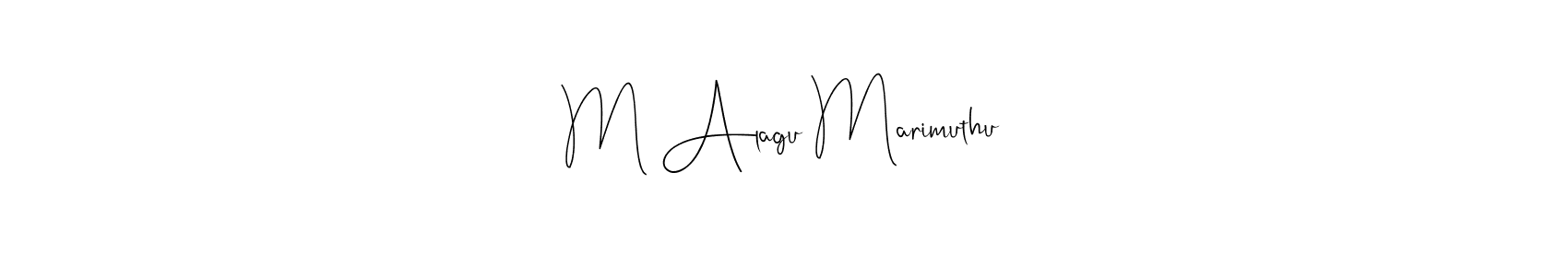 The best way (Andilay-7BmLP) to make a short signature is to pick only two or three words in your name. The name M Alagu Marimuthu include a total of six letters. For converting this name. M Alagu Marimuthu signature style 4 images and pictures png