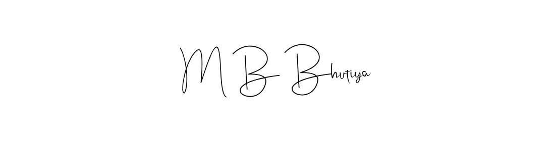 How to make M B Bhutiya name signature. Use Andilay-7BmLP style for creating short signs online. This is the latest handwritten sign. M B Bhutiya signature style 4 images and pictures png