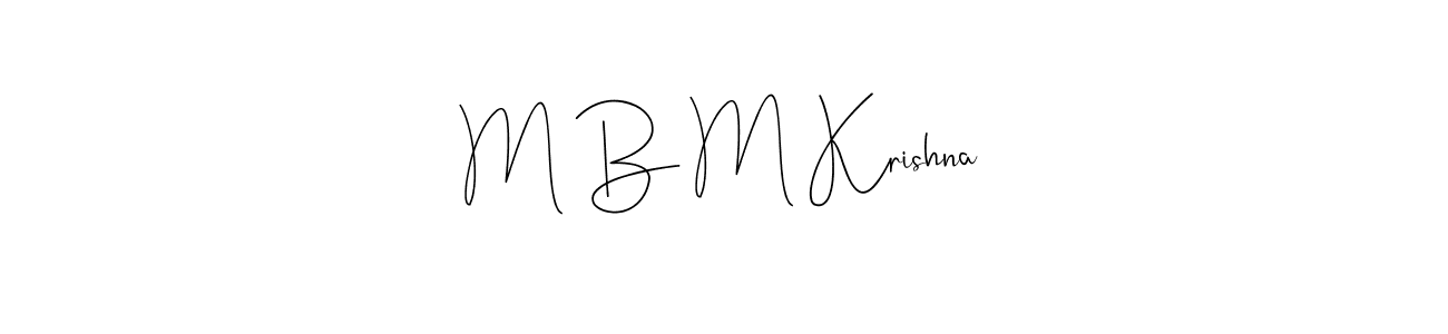 if you are searching for the best signature style for your name M B M Krishna. so please give up your signature search. here we have designed multiple signature styles  using Andilay-7BmLP. M B M Krishna signature style 4 images and pictures png