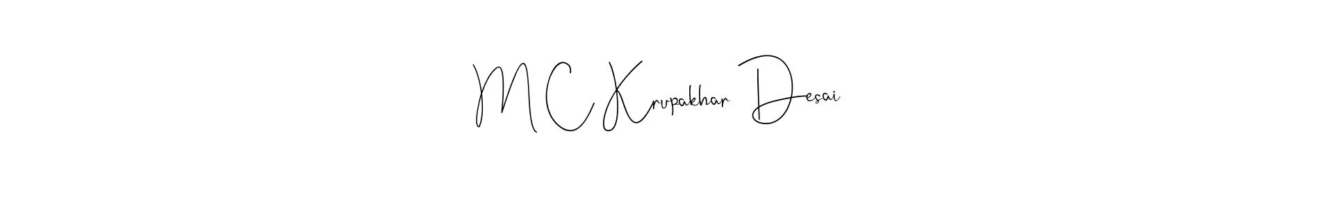 Similarly Andilay-7BmLP is the best handwritten signature design. Signature creator online .You can use it as an online autograph creator for name M C Krupakhar Desai. M C Krupakhar Desai signature style 4 images and pictures png