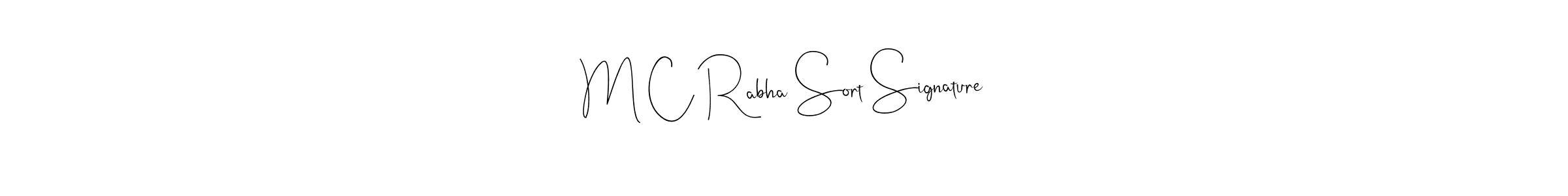 Andilay-7BmLP is a professional signature style that is perfect for those who want to add a touch of class to their signature. It is also a great choice for those who want to make their signature more unique. Get M C Rabha Sort Signature name to fancy signature for free. M C Rabha Sort Signature signature style 4 images and pictures png
