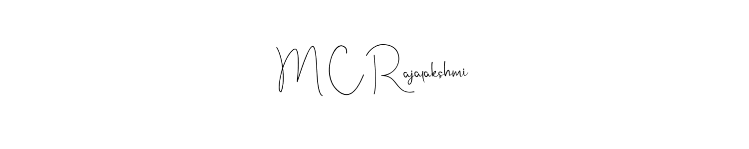 This is the best signature style for the M C Rajalakshmi name. Also you like these signature font (Andilay-7BmLP). Mix name signature. M C Rajalakshmi signature style 4 images and pictures png