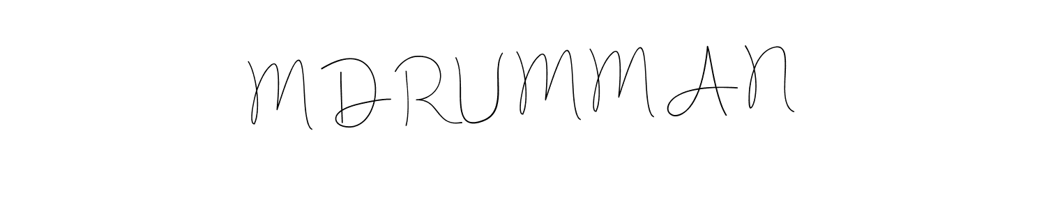 How to make M D R U M M A N name signature. Use Andilay-7BmLP style for creating short signs online. This is the latest handwritten sign. M D R U M M A N signature style 4 images and pictures png