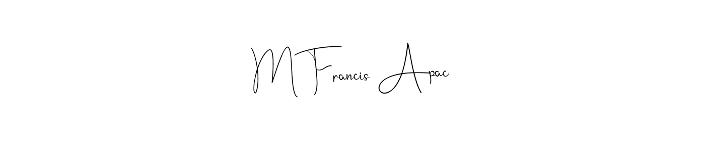 Make a beautiful signature design for name M Francis Apac. With this signature (Andilay-7BmLP) style, you can create a handwritten signature for free. M Francis Apac signature style 4 images and pictures png