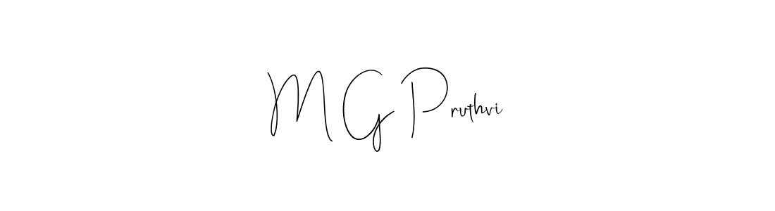 How to make M G Pruthvi name signature. Use Andilay-7BmLP style for creating short signs online. This is the latest handwritten sign. M G Pruthvi signature style 4 images and pictures png