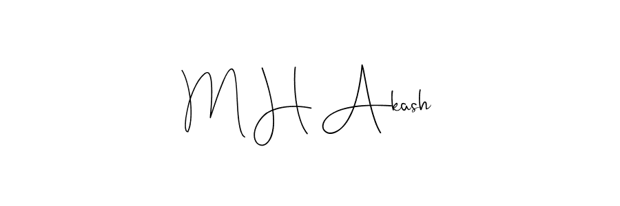 How to make M H Akash name signature. Use Andilay-7BmLP style for creating short signs online. This is the latest handwritten sign. M H Akash signature style 4 images and pictures png