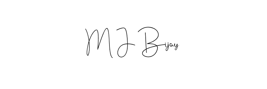 How to make M J Bijay name signature. Use Andilay-7BmLP style for creating short signs online. This is the latest handwritten sign. M J Bijay signature style 4 images and pictures png