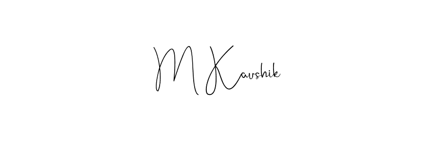 How to make M Kaushik name signature. Use Andilay-7BmLP style for creating short signs online. This is the latest handwritten sign. M Kaushik signature style 4 images and pictures png