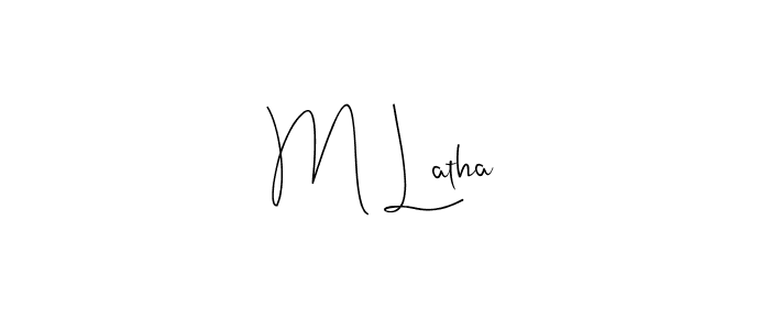 The best way (Andilay-7BmLP) to make a short signature is to pick only two or three words in your name. The name M Latha include a total of six letters. For converting this name. M Latha signature style 4 images and pictures png