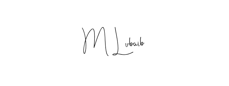 if you are searching for the best signature style for your name M Lubaib. so please give up your signature search. here we have designed multiple signature styles  using Andilay-7BmLP. M Lubaib signature style 4 images and pictures png
