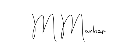 Achieve flawless digital penmanship with M Manhar name in Andilay-7BmLP font. The perfect tool for creating online signatures. M Manhar signature style 4 images and pictures png