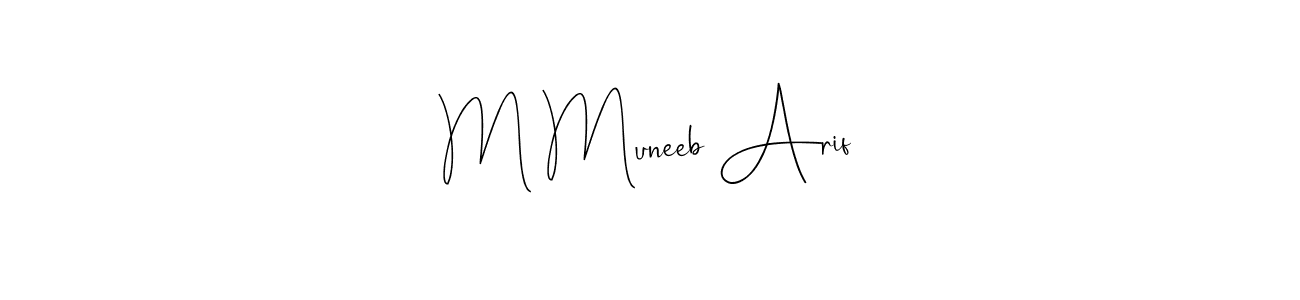 The best way (Andilay-7BmLP) to make a short signature is to pick only two or three words in your name. The name M Muneeb Arif include a total of six letters. For converting this name. M Muneeb Arif signature style 4 images and pictures png